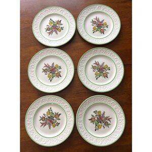 Set Of 6 Vintage Spode Copeland Floral Embossed Salad Plates 7" Made In England